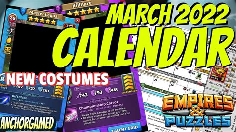 Empires And Puzzles March 2022 Calendar